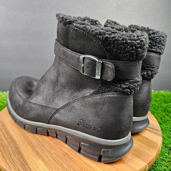 Skechers Synergy Diva Lane Boots Womens 10 Black Zip Buckle High Top Memory Foam - Picture 5 of 12